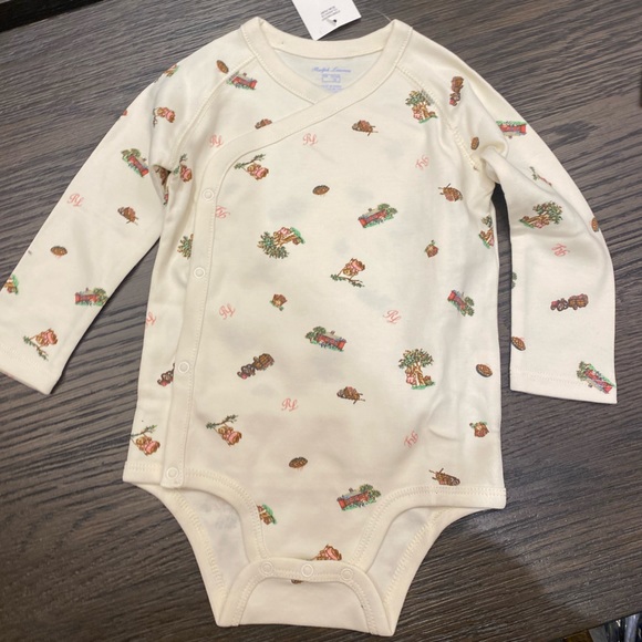 Ralph Lauren Girls' Apple Picking Polo Bear Cotton Bodysuit, 2 Pac - Picture 4 of 9